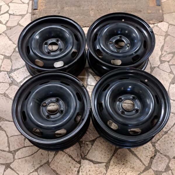 4 - CERCHI IN LAMIERA PEUGEOT 6X15 4X108 ET27 CB 65,1