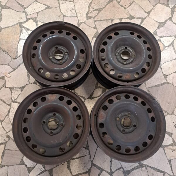 4 - CERCHI IN LAMIERA OPEL 6X15 4X100 ET43 CB 56,6