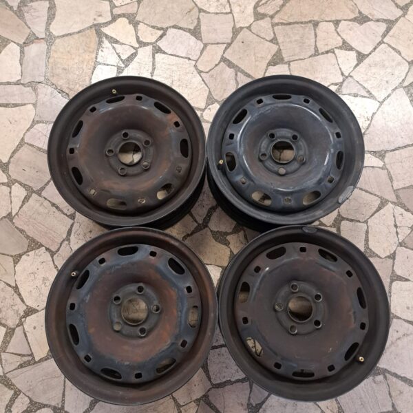 4 - CERCHI IN LAMIERA VW 6X14 5X100 ET43 CB 57,1
