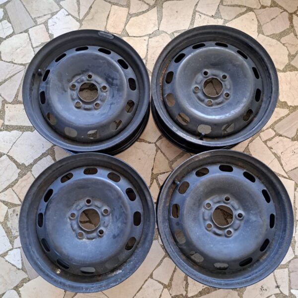 4 - CERCHI IN LAMIERA FORD 6X15 5X108 ET 52,5 CB 63,4